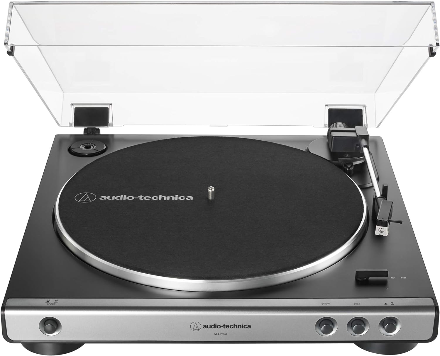 Audio-Technica - Tocadiscos AT-LP60X-BK totalmente automático con transmisión por correa, velocidades de 33/45 RPM (negro)