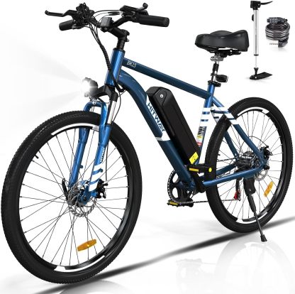 HITWAY - Bicicleta eléctrica para Adultos, Bicicleta E de 26 Pulgadas, 500 W, Bicicleta eléctrica extraíble, 36 V/12 Ah Bicicleta de montaña, Nieve, Playa, con 7 Engranajes-manteles