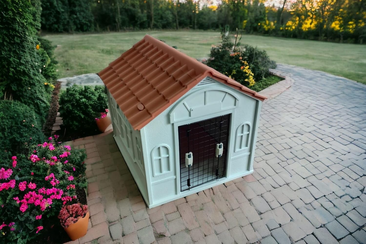 Casa Térmica para Perro Raza Grande | Incluye Puerta Metálica | 99 x 84 x 82 cm | Impermeable con Ventilación | Material Resistente al Exterior.