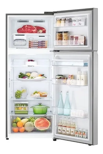 Refrigerador con freezer inverter LG Top Freezer VT40WP color plata platino con capacidad de 396L