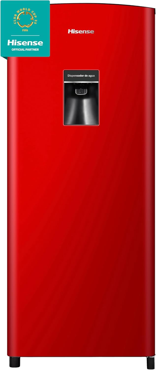 Hisense RR63D6WGX-Refrigerador Una Puerta, 6.3 pies cúbicos con Dispensador de Agua,Deshielo Semiautomático,Sello de Puerta Antibacteriano,52x54x128cm(AnchoxLargoxAlto),Gris