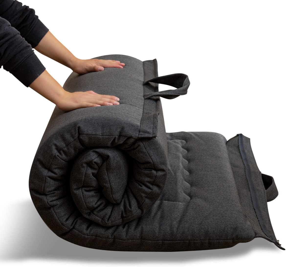MAXYOYO - Puf plegable para sofá, cama, colchón de piso para adultos, extra grueso, 6 pliegues, sofá para recámara, sala de estar, beige, 135 x 240 cm