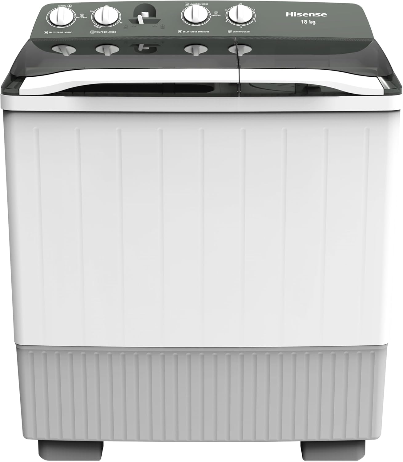 Hisense Lavadora doble tina WSA1604P, Semiautomática, 16 Kg, Temporizador de Lavado y Centrifugado, 88x52x99cm(AnchoxLargoxAlto), Blanco/Azul