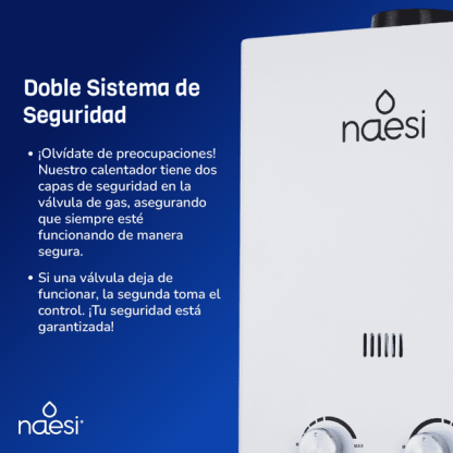 Calentador De Agua 12 Litros De Paso Naesi AN202 Dos Regaderas, Para Uso Exclusivo Gas LP