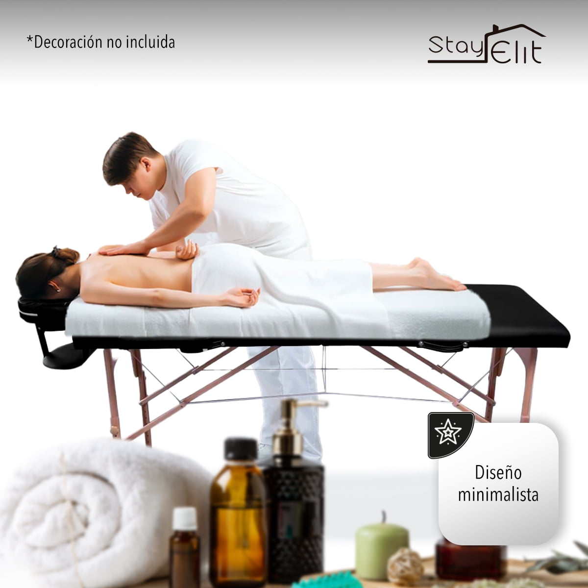 CAMILLA PARA MASAJE PLEGABLE PORTÁTIL Y RECLINABLE COLOR NEGRO LENIVÉ LENIVE CAMA-1N