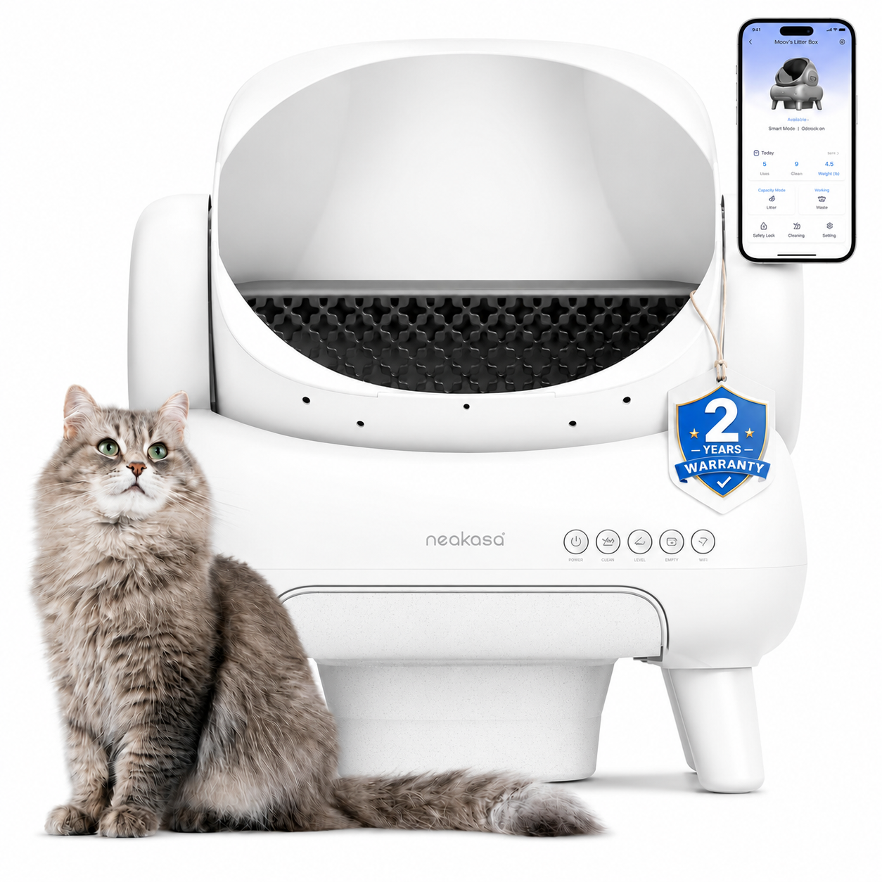 Neakasa M1 Arenero Automático Autolimpiable para Gatos, Diseño Abierto y Control por App