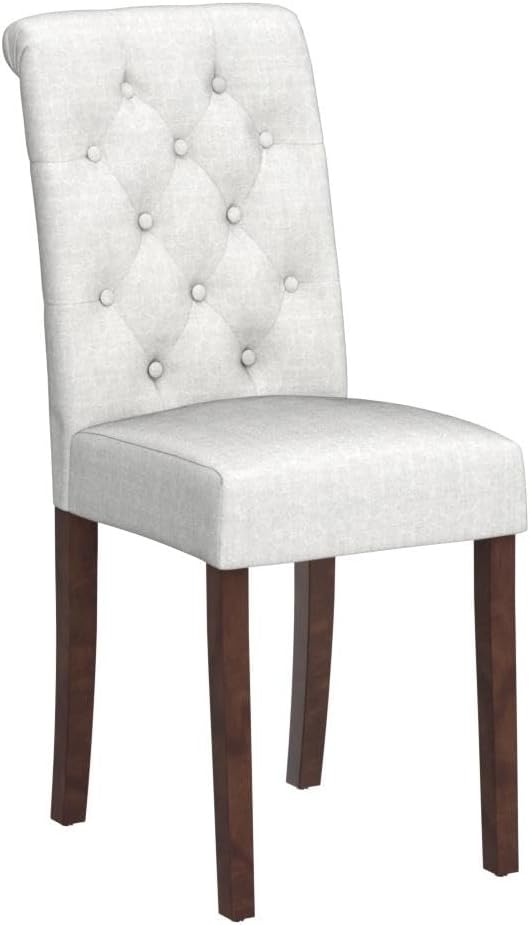 COLAMY - Juego de 6 sillas de Comedor con Botones y tapizadas, con Patas de Madera Maciza y Asiento Acolchado para Comedor, Cocina, Color Gris