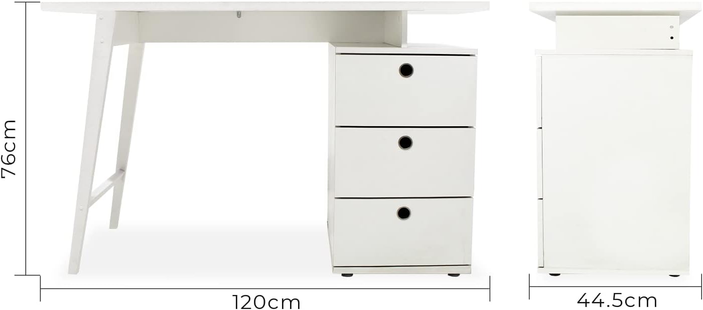 MUNDO IN MUEBLES Escritorio Milano Minimalista | Ideal para Home Office y Estudios | con Cajones y Montaje Sencillo | Estructura Robusta Que Soporta hasta 25 Kg | Gran Espacio de Almacenamiento