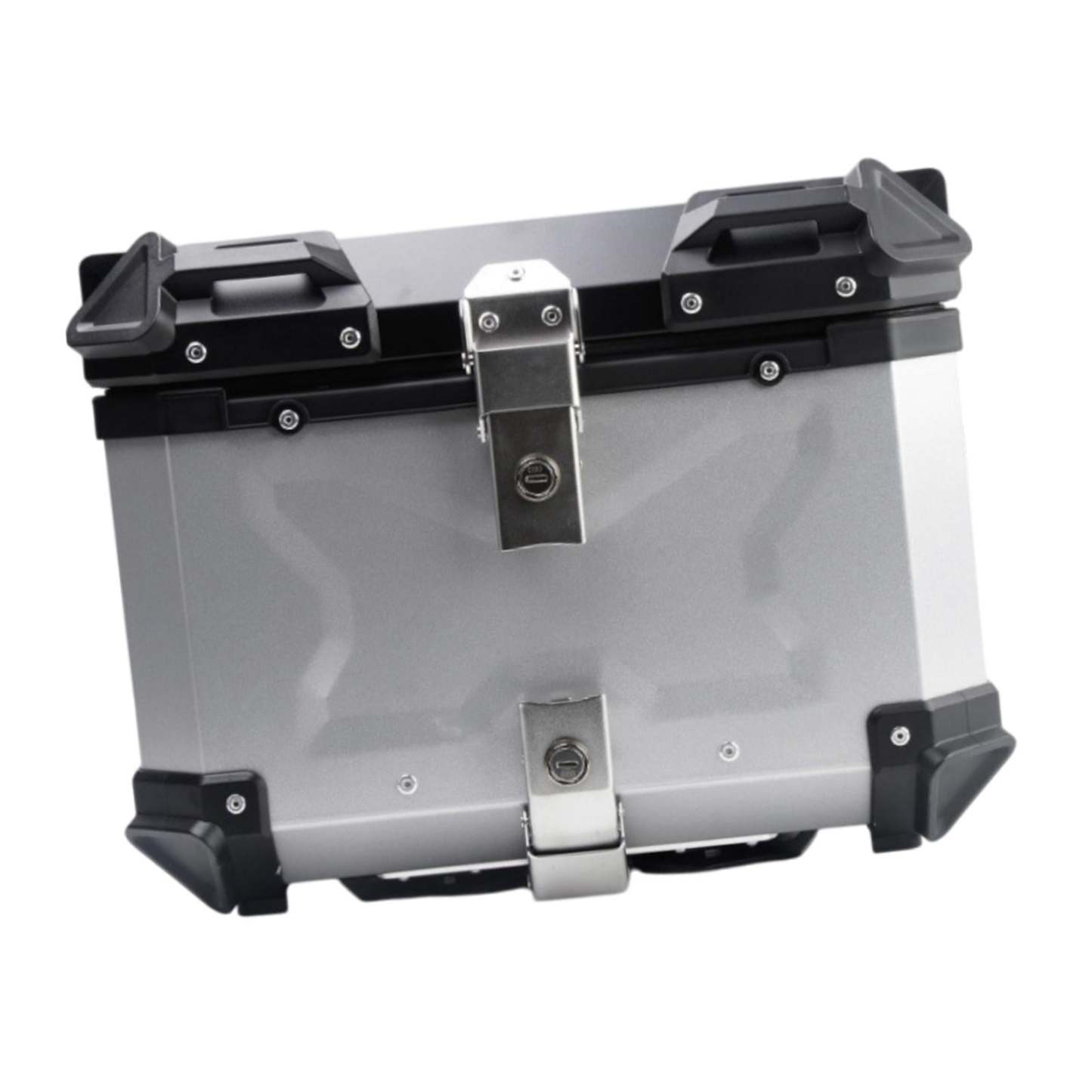 Baúl de motocicleta genérico, caja trasera, organizador de aluminio a prueba de golpes, caja para casco, baúl de almacenamiento de equipaje para 45L Plata
