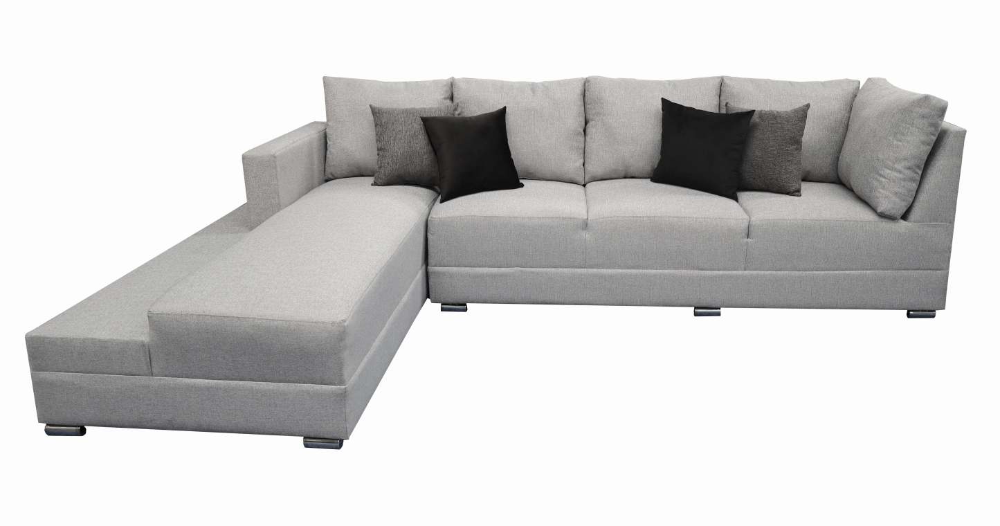 Sala esquinera en U El Bazar Store modelo Corbel gris oxford 4 salas en 1
