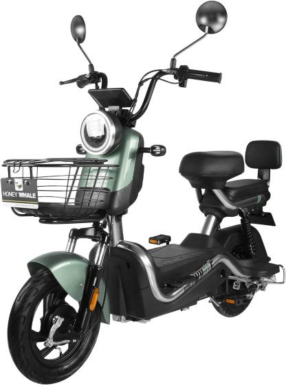 HONEYWHALE U3s Bicicleta Electrica para Adultos, Bicimoto Eléctrica con Alarma, Máxima del Motor 650W, Velocidad Máxima 31KM/H, Autonomía 55-60KM, Baterías de Gran Capacidad de 20AH, Dos Asientos