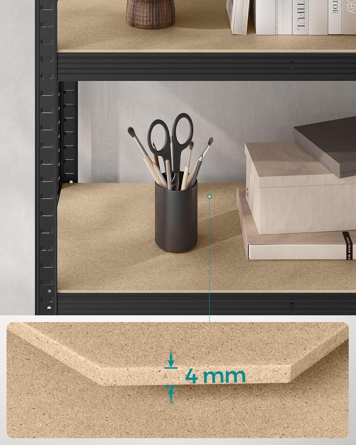 SONGMICS Juego de 2, Estantería Pesada de 5 Niveles, Estantería de Acero, Montaje sin Herramientas, 40 x 90 x 180 cm, Negro MGLR042B01