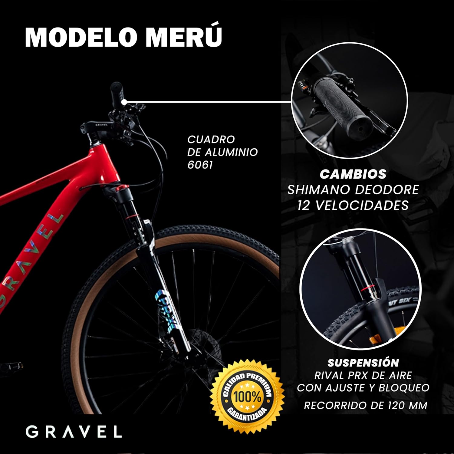 GRAVEL | Bicicleta de Montaña Meru Bicicleta Rodada 29 Blanca | Cuadro Aluminio 6061 | Cambios Shimano DEORE M6100 | Cassette 11-52T 12 Velocidades | Bici con Frenos Hidráulicos Shimano