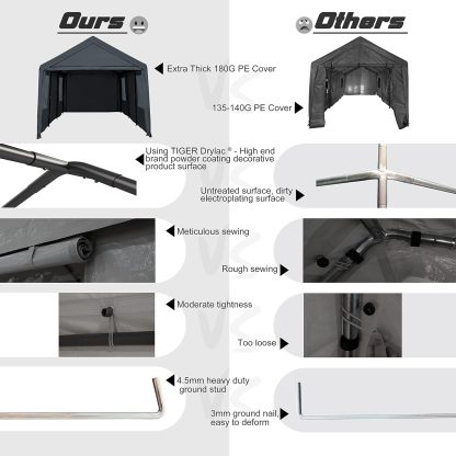 Carport - Toldo para automóvil de 12 x 20 pies, resistente con ventanas transparentes, paredes laterales y puertas extraíbles, para todas las estaciones y garaje portátil para barco, fiesta de boda, campamento al aire libre, comercial, resistente a los ra