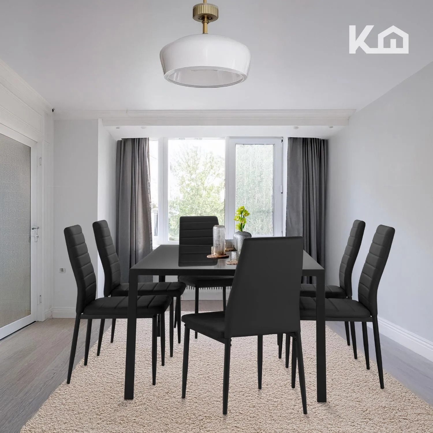 Juego De Comedor 6 Sillas Y Mesa De Vidrio Templado Moderno