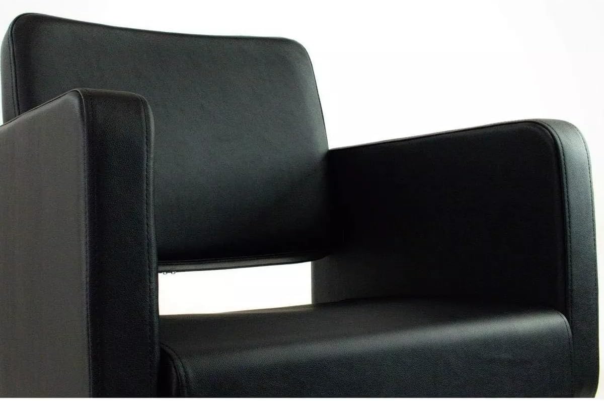 CUORY Silla Barberia Sillon de Barberia Estética Estilista Peluquería | Barber Silla Hidraulico Salón de Belleza Cómodo Asiento Giratorio | Altura Ajustable | Redonda Base Cromada | Negro
