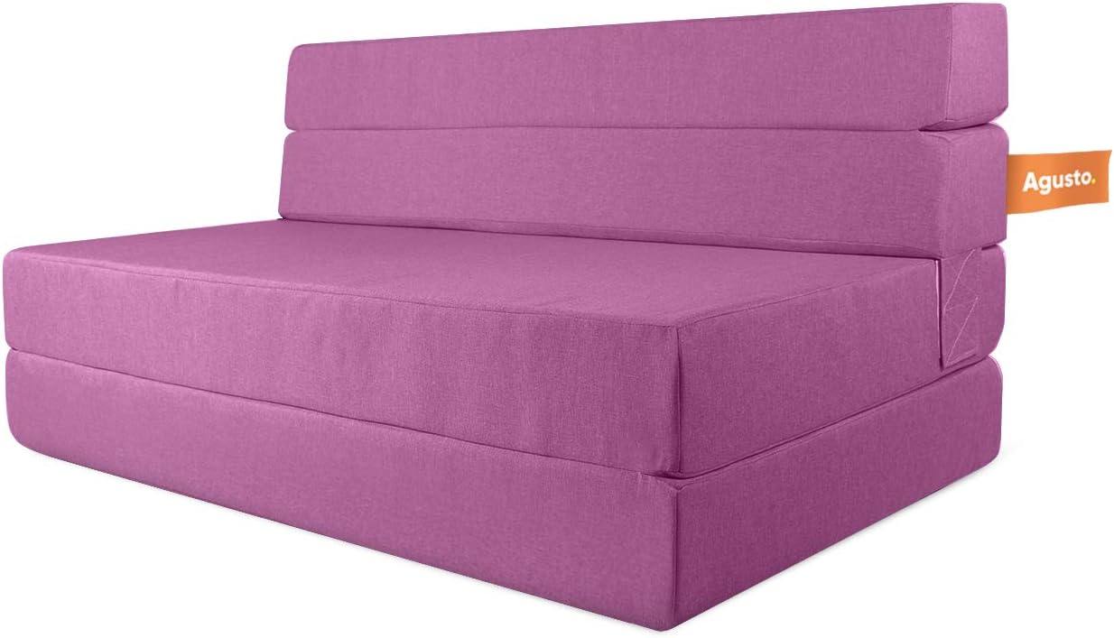 AGUSTO Sofá Cama Matrimonial Multifunción Colchon Plegable Futon Chaise Sillon Puff (Gris Oxford)