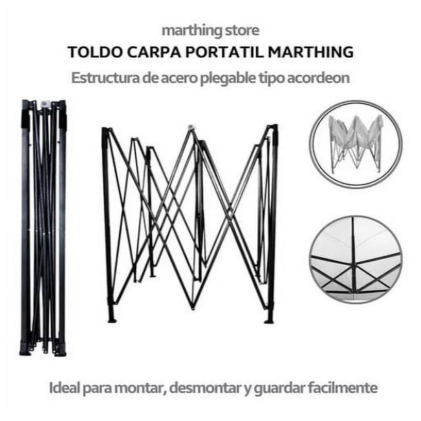 Toldo Carpa Lona Plegable Reforzado Impermeable Portátil 3x3M Con Paredes