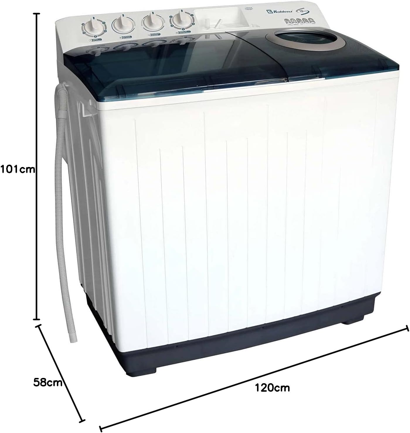 Koblenz Lavadora Dos Tinas de 22 Kg y 3 Velocidades con Secado Rápido y Lavado por Impulsor, Desagüe Manual, Timer de Lavado y Secado, Estructura de Plástico de Alta Resistencia, Blanca LDM-22B