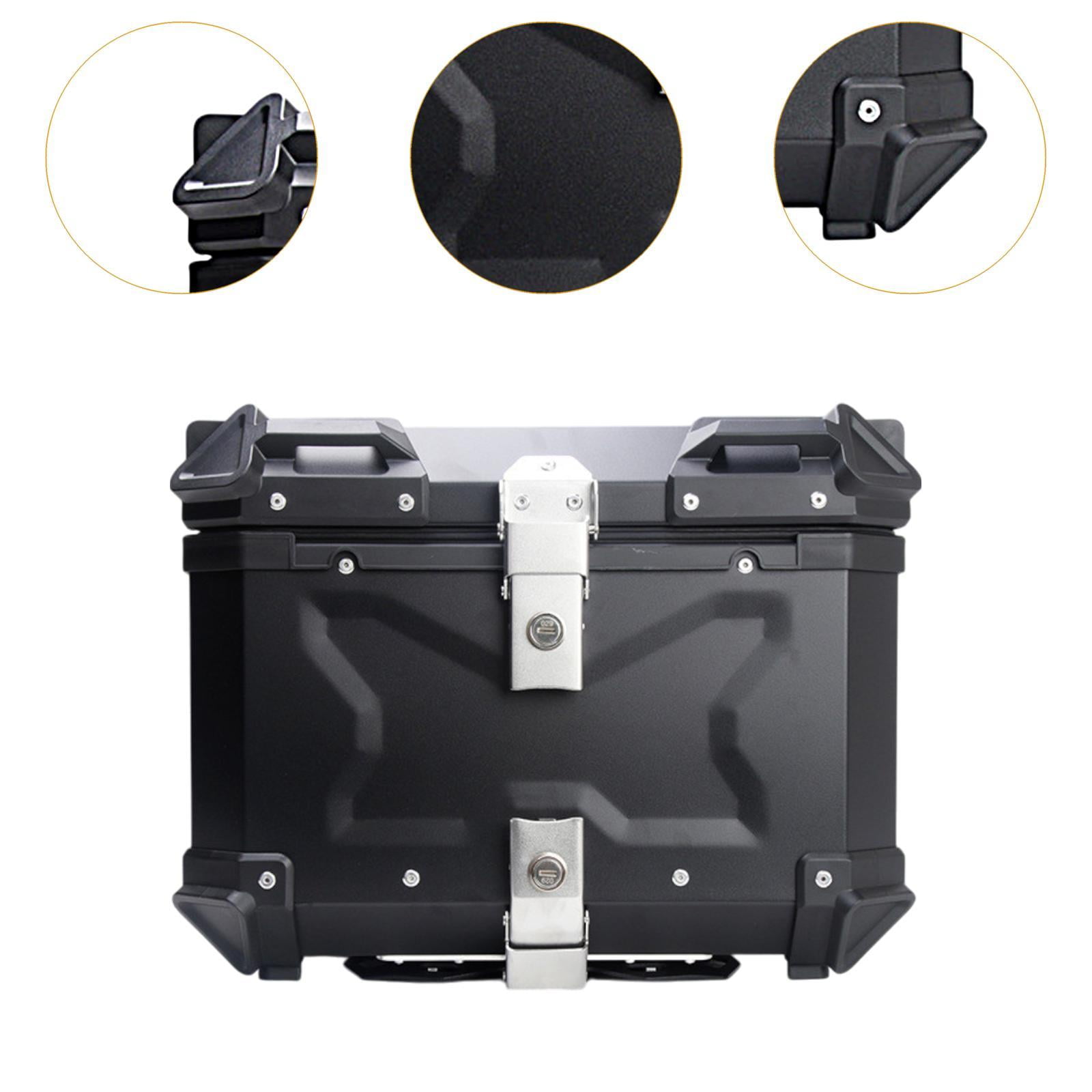Baúl de motocicleta genérico, caja trasera, organizador de aluminio a prueba de golpes, caja para casco, baúl de almacenamiento de equipaje para 45L Plata