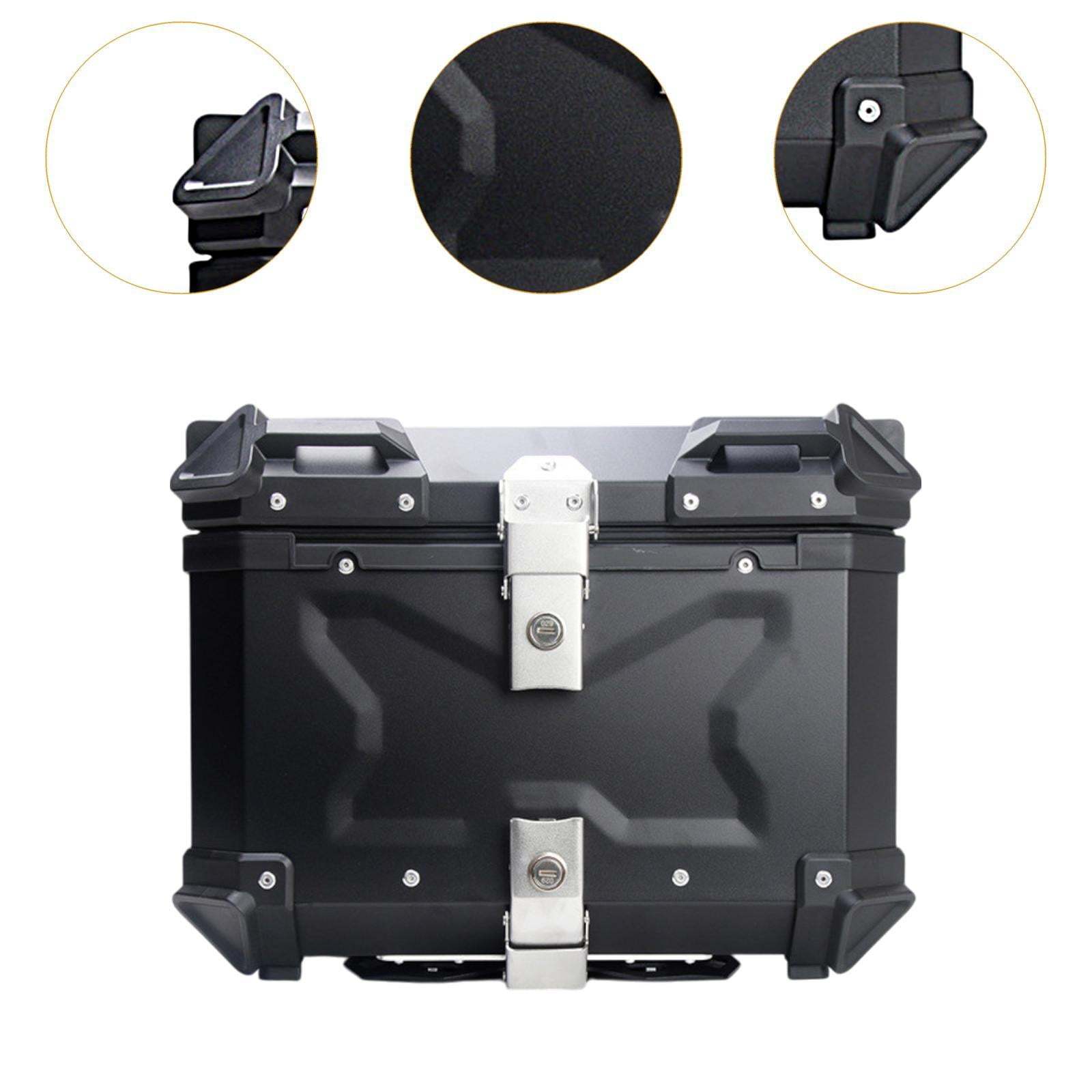 Baúl de motocicleta genérico, caja trasera, organizador de aluminio a prueba de golpes, caja para casco, baúl de almacenamiento de equipaje para 45L Plata