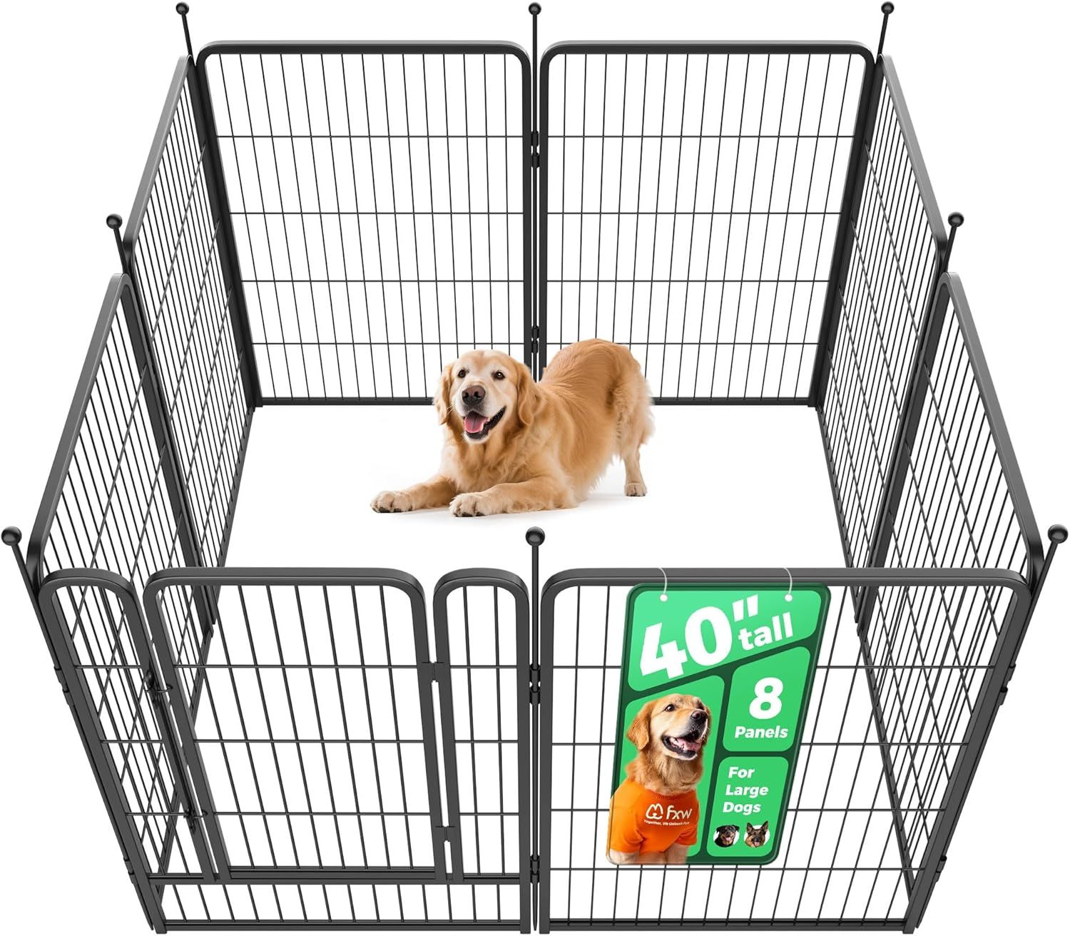 FXW Rollick Corral para Perros para Patio, RV Camping│Patentado, 24 Pulgadas 8 Paneles