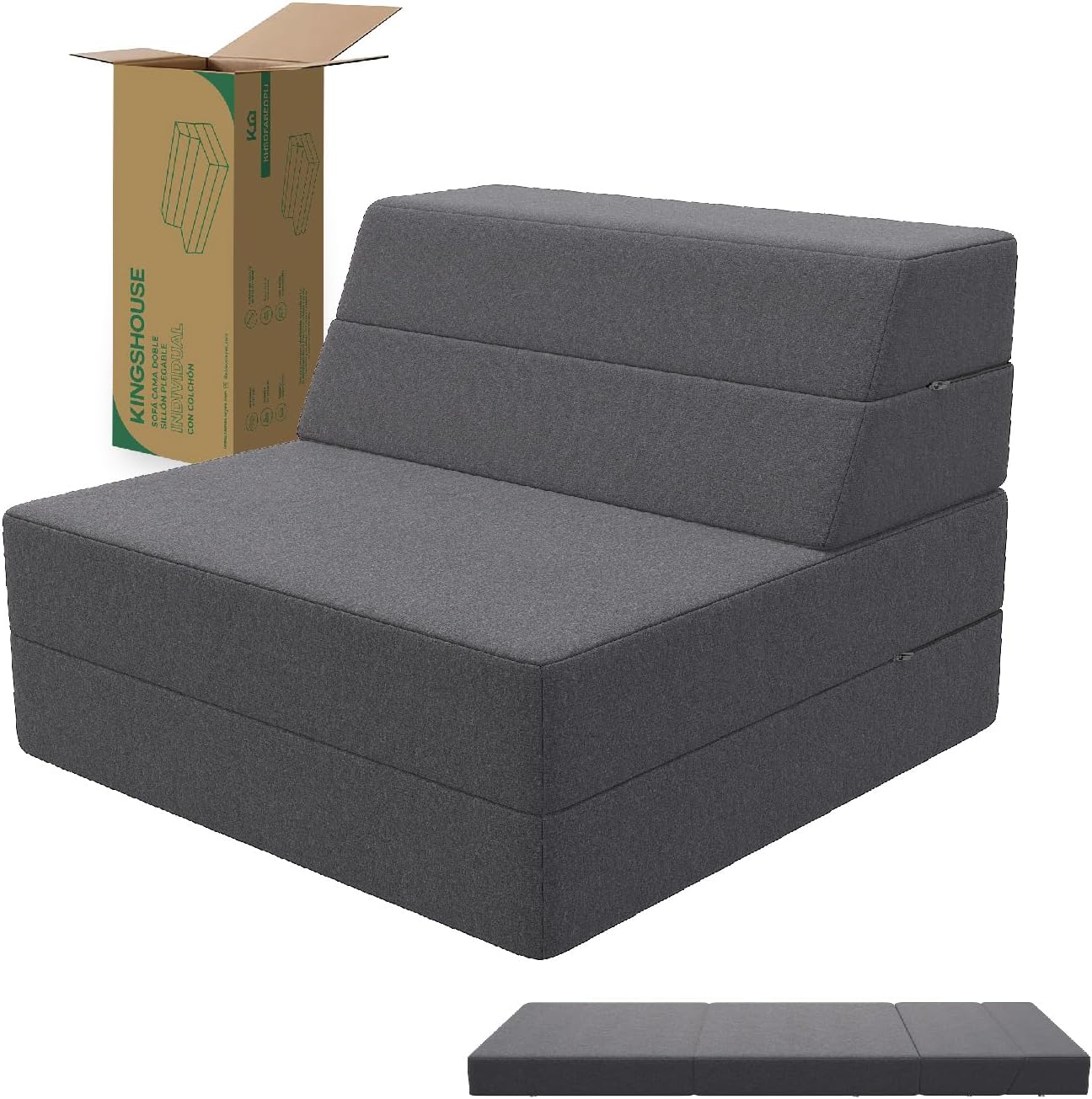 Kingshouse | Sofá Cama Matrimonial Plegable - Sillón Multifuncional y Convertible 2 en 1 - Relleno de Espuma de Alta Densidad - Funda Desmontable - Soporte Ergonómico y Suavidad Hogar, Sala, Recámara
