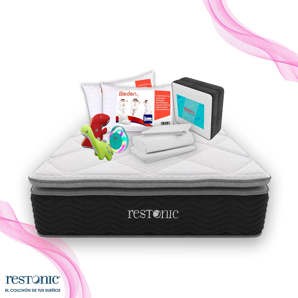 Colchón Matrimonial Restonic Mooncare 2 Almohadas Blanco
