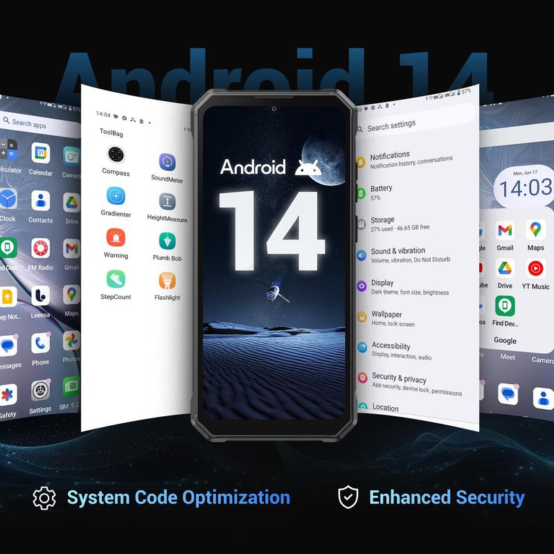 Smartphone robusto FOSSIBOT F105 desbloqueado, Android 14, batería de 10300 mAh, almacenamiento de 12+64/128 GB, pantalla FHD de 6,75", cámara de 8 MP+20 MP, IP68/IP69K, resistente al agua, 4G, doble SIM, OTG (no compatible con AT&T, Cricket, Verizon, Spr