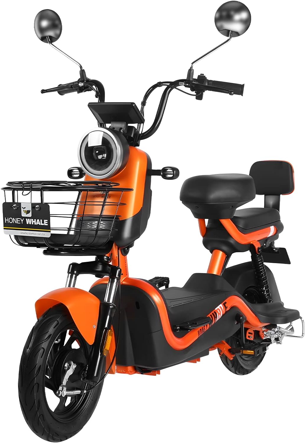 HONEYWHALE U3s Bicicleta eléctrica para adultos, bicicleta eléctrica con alarma, motor máximo 650W, velocidad máxima 31KM/H, autónoma 55-60KM, batería de gran capacidad 20AH, dos asientos----luces de coche