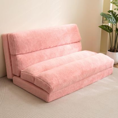 MAXYOYO - Puf plegable para sofá, cama, colchón de piso para adultos, extra grueso, 6 pliegues, sofá para recámara, sala de estar, beige, 135 x 240 cm