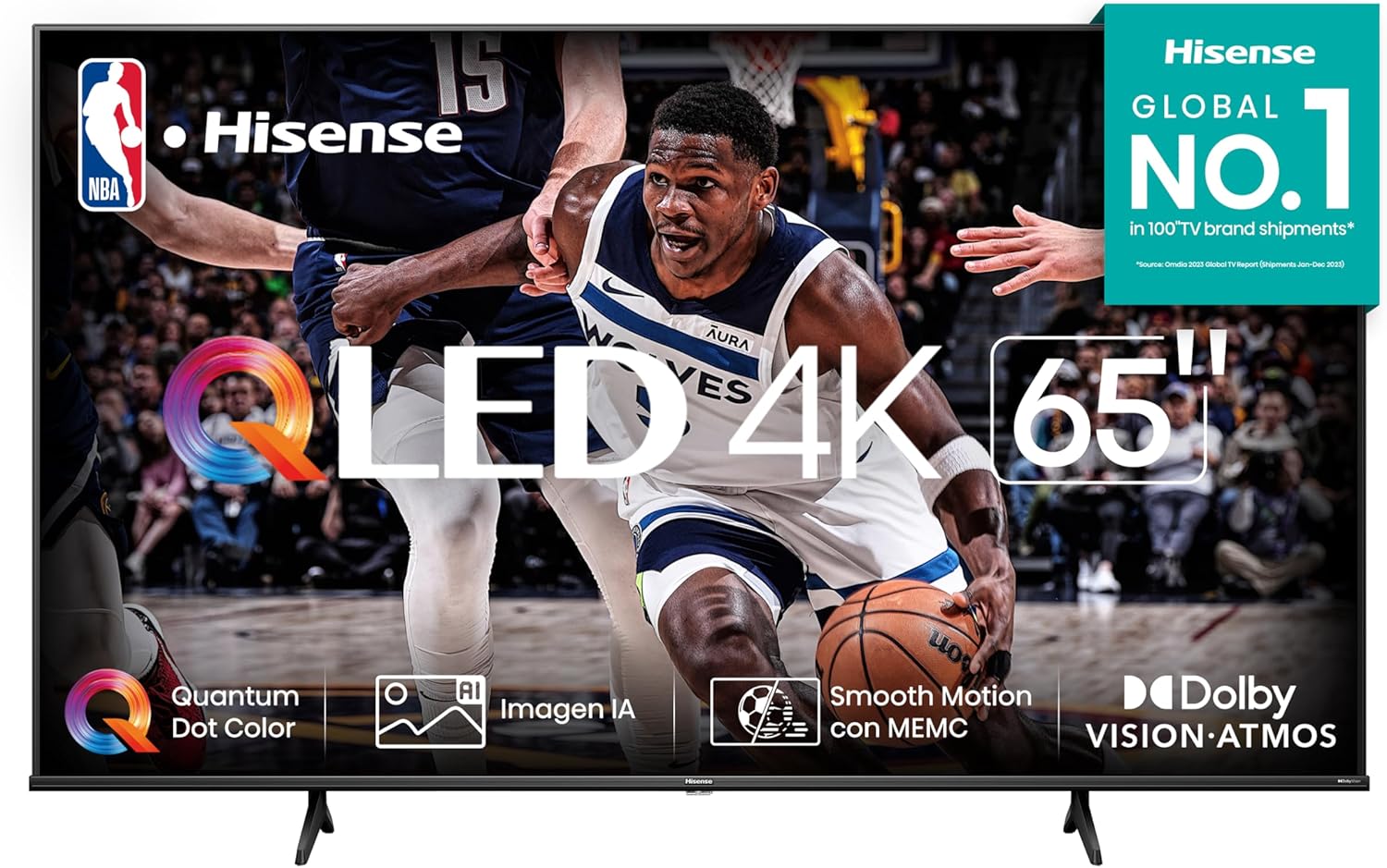 Hisense Pantalla QLED de 43" 43QD6N Google TV Works with Alexa 2024
