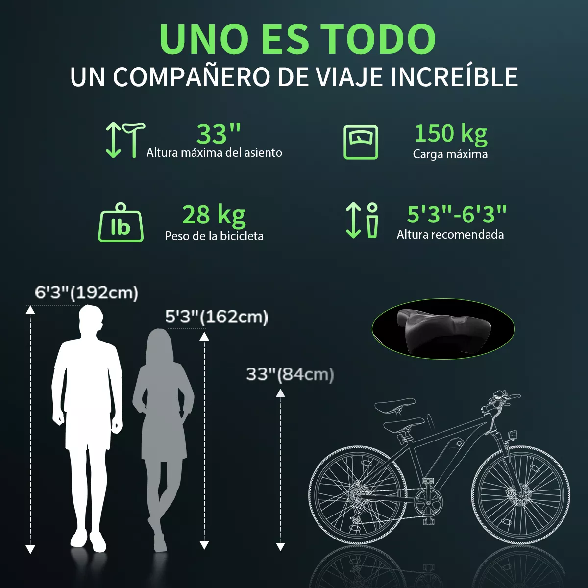 Bicicleta Eléctrica Para Adultos Motor De 1000 W De Potencia Máxima, Autonomía De 80 Km, Neumáticos De 26 Bicicleta De Montaña Eléctrica Para Desplazamientos Diarios Con Batería Extraíble De 10.4ah