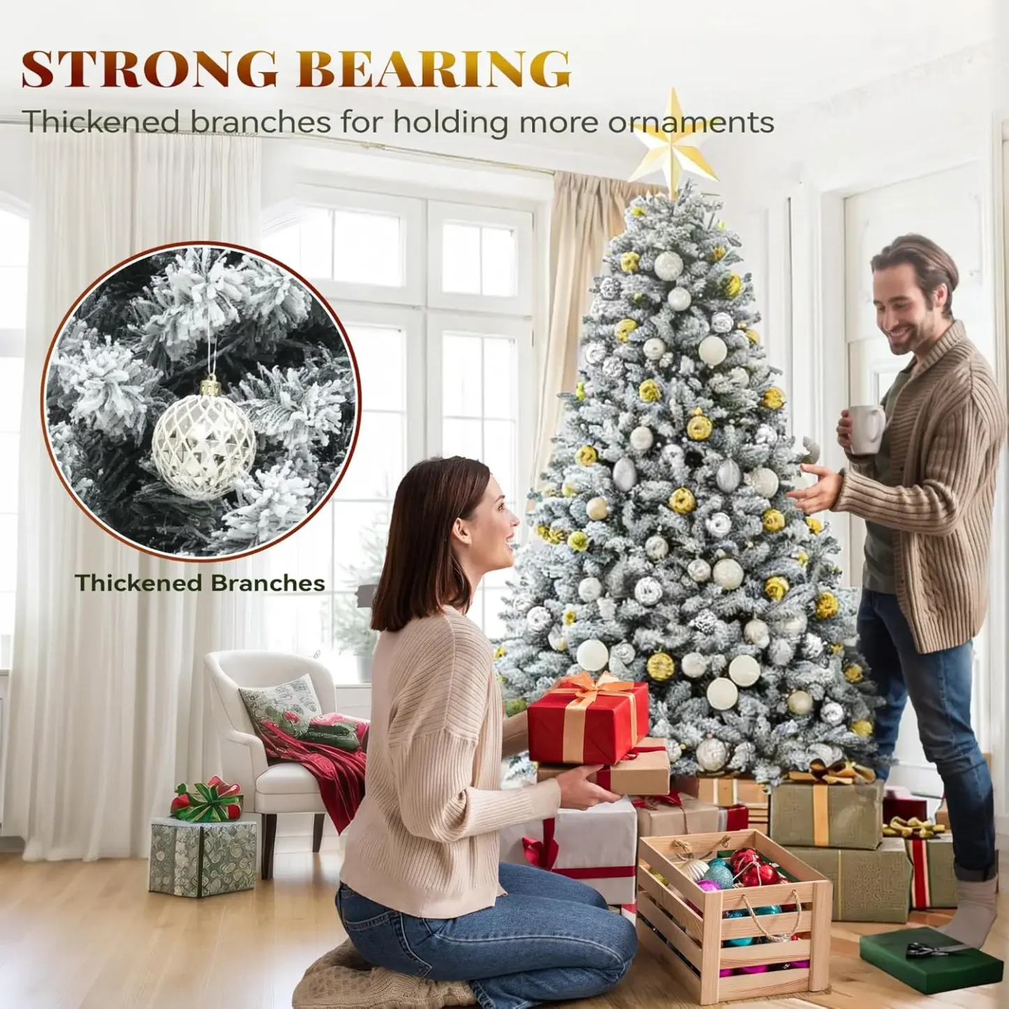 Árbol de Navidad Artificial YITAHOME Preiluminado con 11 Modos de Luz y Control Remoto, 6, 7.5 y 9 Pies, Varios Estilos