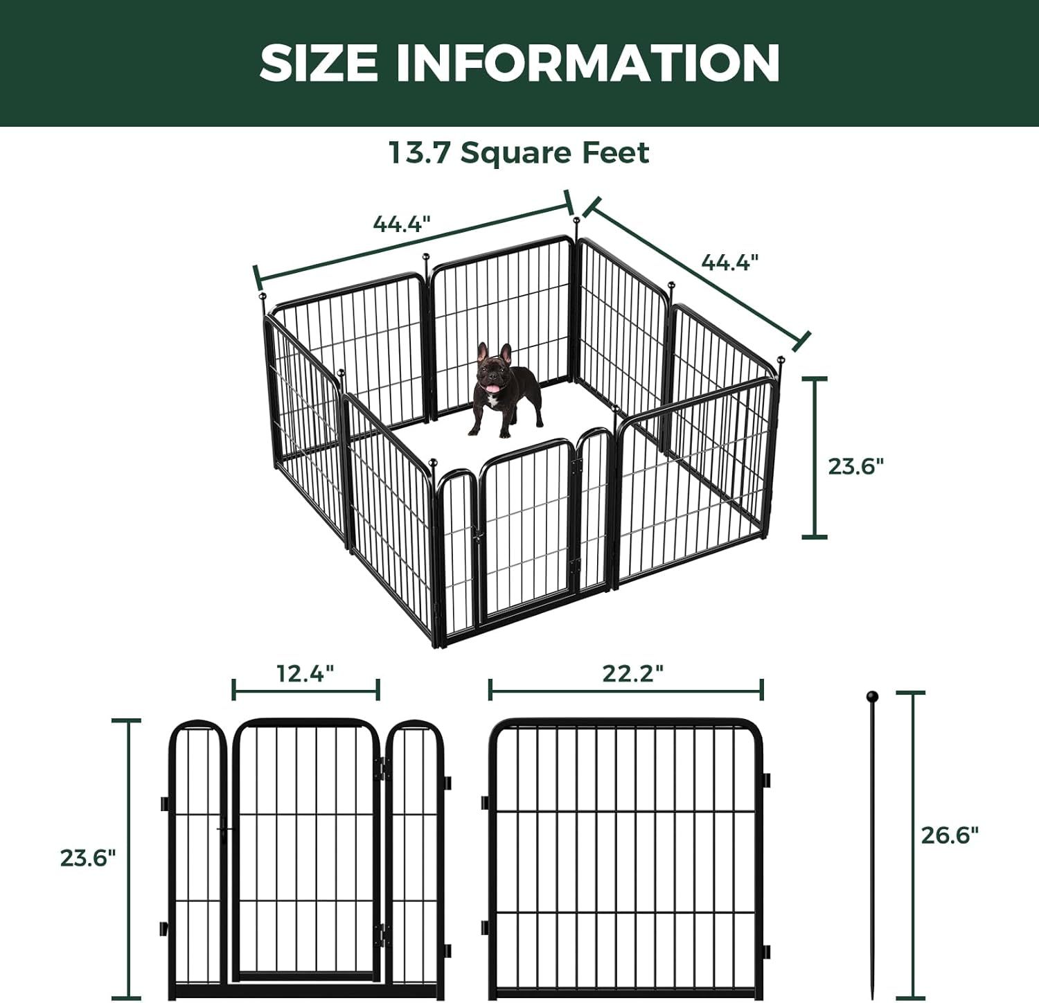 FXW Rollick Corral para Perros para Patio, RV Camping│Patentado, 24 Pulgadas 8 Paneles