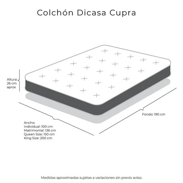 Colchón Queen Size Cupra DICASA Almohada One Sábanas Softy Protector de Colchón
