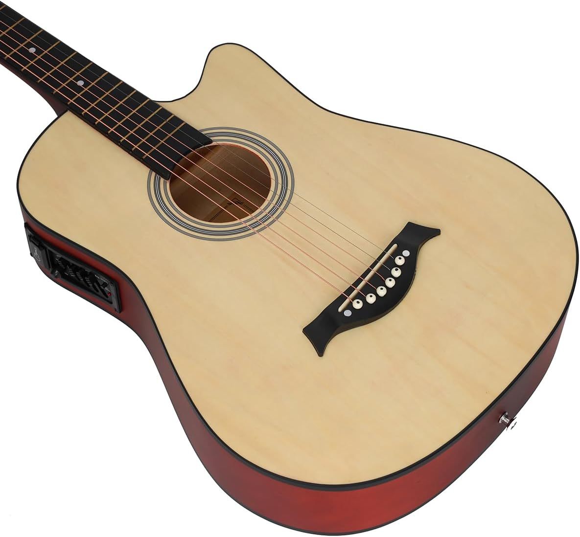 Jidyous electricacústica 38 inch Acústica Clasica guitarras Funda Y Accesorios, con correa, afinador, un paquete de cuerdas adicionales, capo, paño de limpieza, 3 púas, bolsa de concierto (Natural)