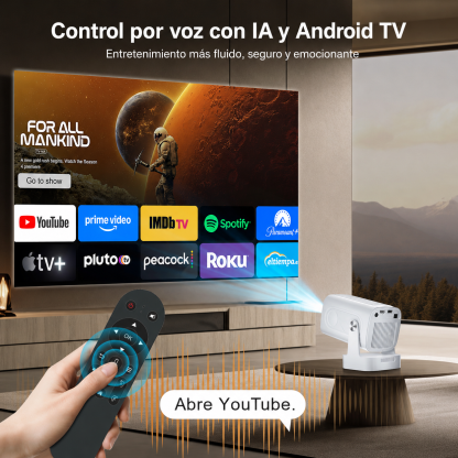 [Enfoque automático] Mini proyector nativo 1080P con WiFi y Bluetooth 5.4, proyector inteligente 4K, aplicaciones integradas, piedra clave automática, proyector portátil para películas al aire última