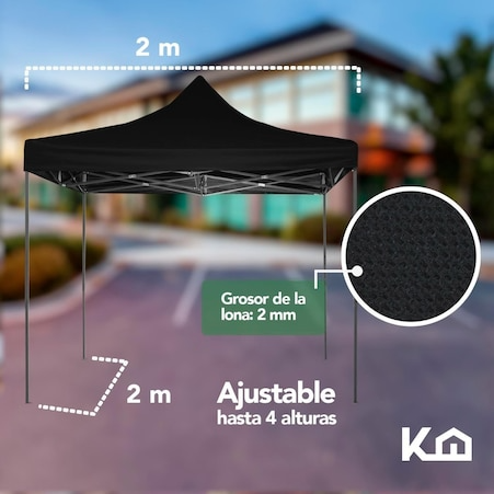 Toldo Carpa Impermeable Plegable Acero 2x2 M Bolsa