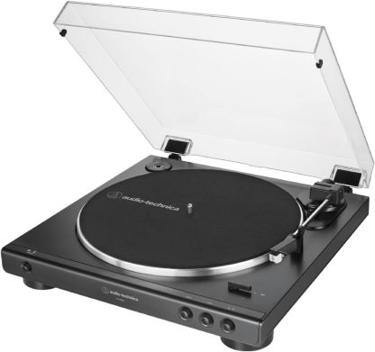 Audio-Technica - Tocadiscos AT-LP60X-BK totalmente automático con transmisión por correa, velocidades de 33/45 RPM (negro)