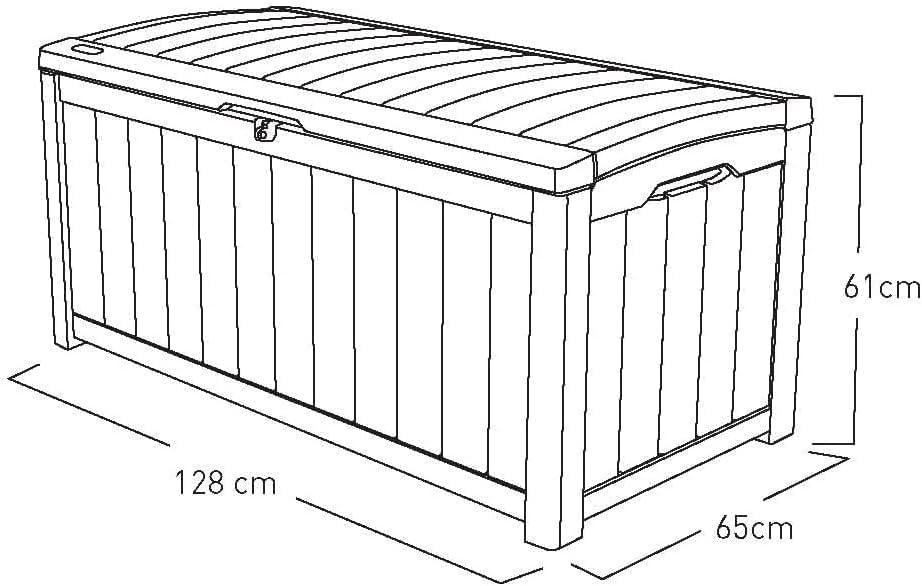 KETER Caja de Almacenamiento Glenwood, 390 Litros, Baul de Jardin, Color Marrón, polipropileno