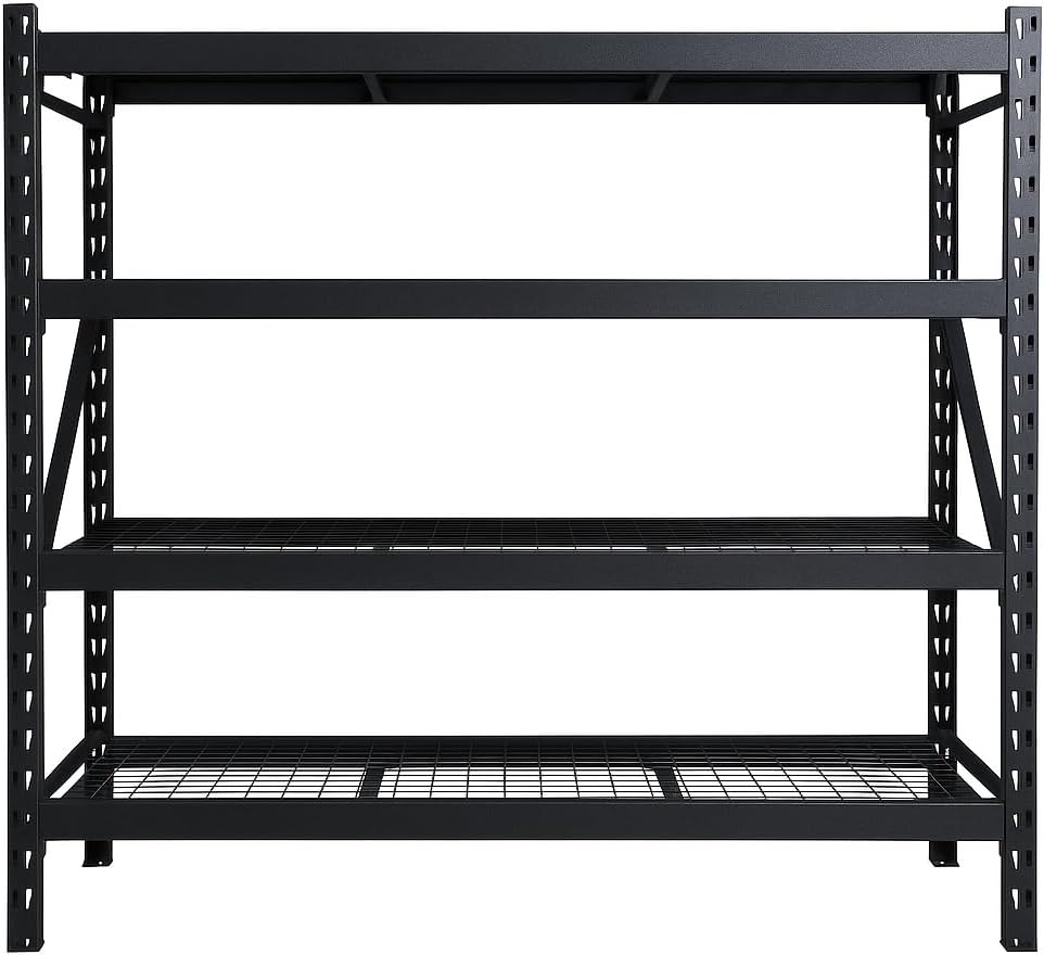 Estante Industrial de Acero Reforzado, 4 Niveles, Negro, 195.5 x 60.9 x 182 cm, Capacidad 1100 kg por Nivel, 4 Toneladas