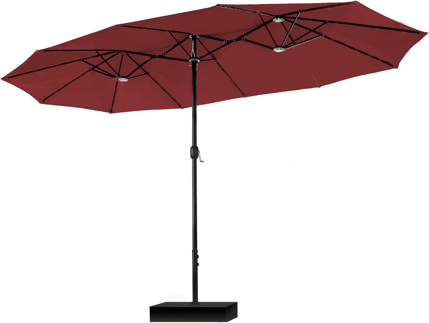 [Luz LED] Phivilla Home Sombrilla grande para patio exterior de 15 pies con base – Opción de luz LED, doble cara, manivela, impermeable