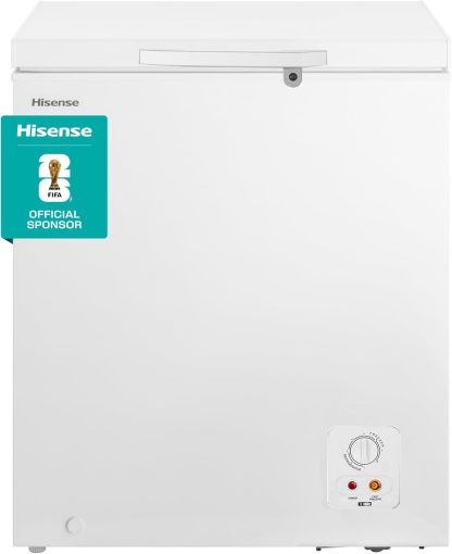 Hisense FC50D6AWX Congelador, 5 pies cúbicos, Temperatura ajustable, Fast Freeze, Cerradura de seguridad, 62x56x85cm(AnchoxLargoxAlto), Blanco