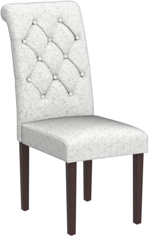 COLAMY - Juego de 6 sillas de Comedor con Botones y tapizadas, con Patas de Madera Maciza y Asiento Acolchado para Comedor, Cocina, Color Gris