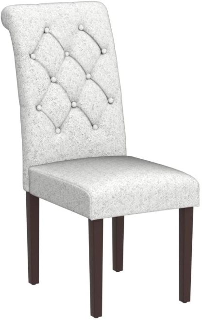 COLAMY - Juego de 6 sillas de Comedor con Botones y tapizadas, con Patas de Madera Maciza y Asiento Acolchado para Comedor, Cocina, Color Gris