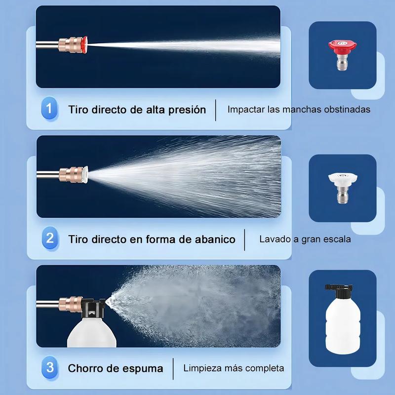 Hidrolavadora eléctrica portátil y inalámbrica negro de 550W con 680psi de presión máxima Pistola Para Hidrolavadora Electrica Portatil Inalambrica Incluye 2 Baterías, Manguera De 5m