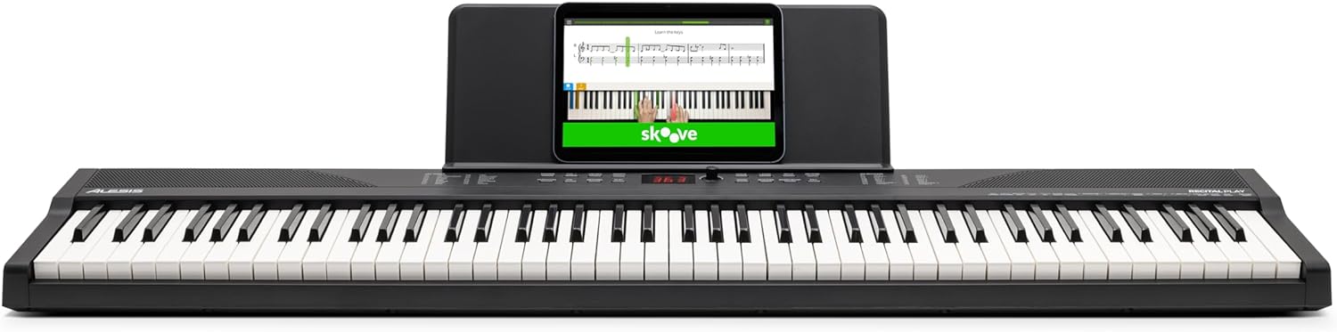 Alesis Melody 61 - Piano eléctrico con 61 teclas, Teclado Musical con altavoces, audífonos, micrófono, soporte para piano, atril y taburete