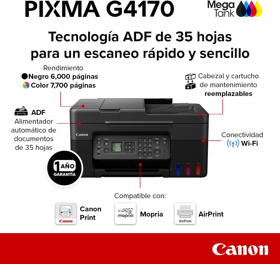 Canon Multifuncional de Inyección de Tinta Continua G3110