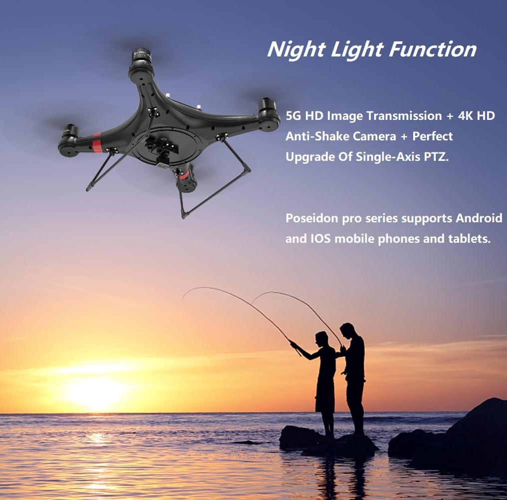 Drone de pesca con cámara 4K con liberación automática de cebo de caída, 33 minutos con GPS, carga útil de 6.6 lbs, drones impermeables para adultos pescadores (hélices de batería